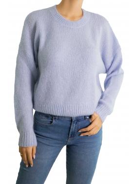 Maglione mohair tinta unita girocollo